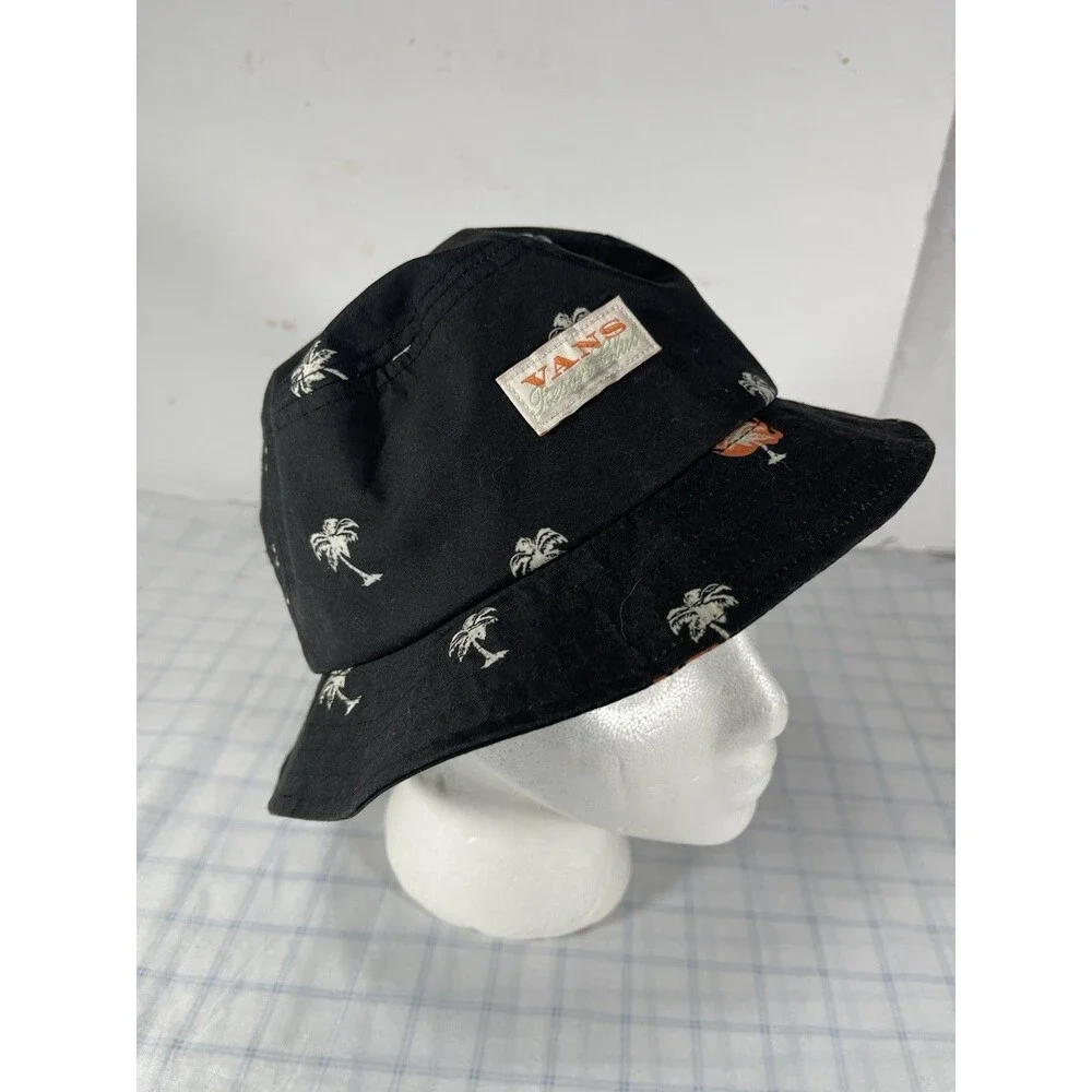 Vans Resort Club Bucket Hat Black Palm Tree Print Sun Cap Men's OSFM Polyester